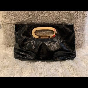 Michael Kors patent black clutch